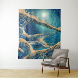 De magnifiek van een Blauwe Golf van de Oceaan Wandkleed