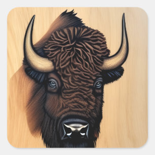 de Majestic Bison - een symbool van macht en vrijh Vierkante Sticker