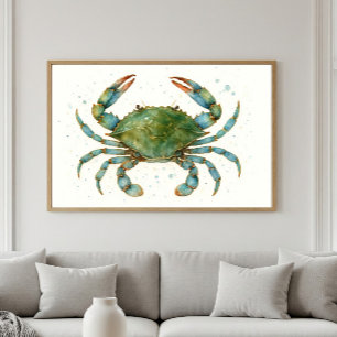 De majestueuze blauwe krab Ocean Spirit Artwork Poster