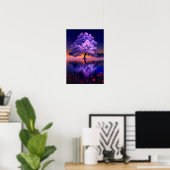 De majestueuze boom in het rustige moeras poster (Thuiskantoor)