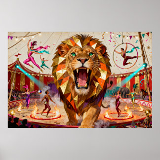 De Majestueuze Leeuw van het Circus - Boeiend Poster