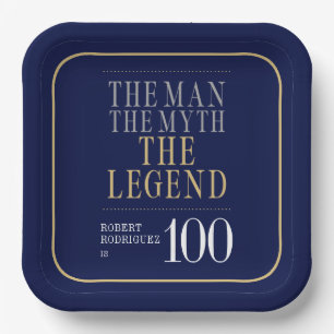 De Man De Mythe De Legende 100ste Verjaardag Papieren Bordje