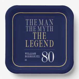 De Man De Mythe De Legende 80ste Verjaardag Papieren Bordje