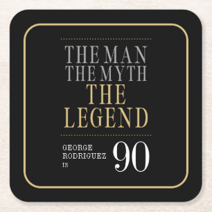 De Man De Mythe De Legende 90ste Verjaardag Vierkante Kartonnen Onderzetter