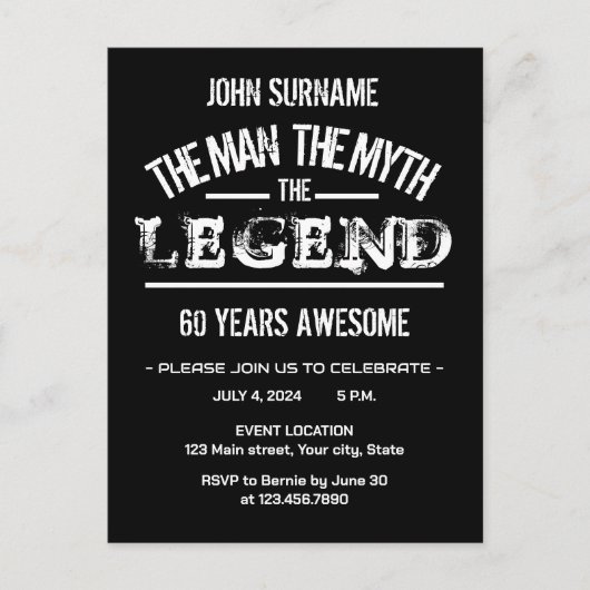 De Man De Mythe De Legende Geweldige Verjaardag Briefkaart (Voorkant)