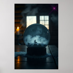 De Man in de Bol Mystieke Surrealistische Kunst Poster