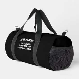 De man myth legend grappig zwart duffle bag plunjezak