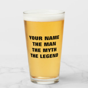 De man mythe legende gepersonaliseerd bierglas cad glas