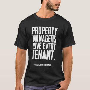 De managers van het bezit houden van elke huurder t-shirt