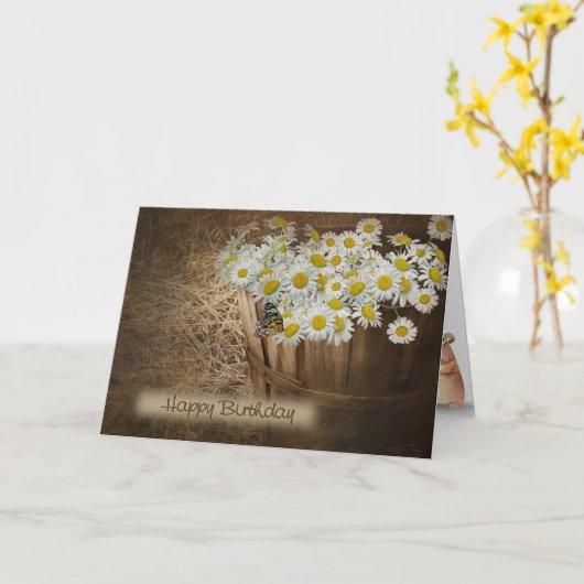 de mand van de madeliefjebushel voor verjaardag kaart (Gele Bloem)