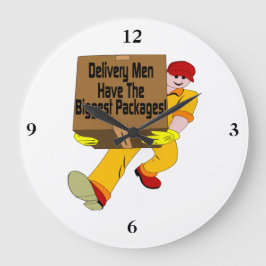 De Mannen van de levering hebben de grootste pakke Grote Klok