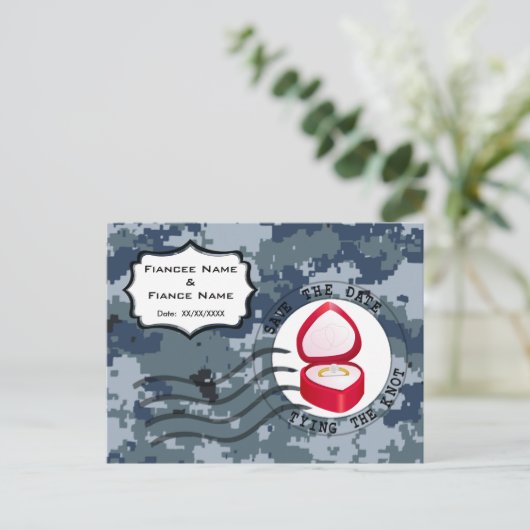 De marine van de USN sparen de Datum & Ring Aankondigingskaart (Staand voorkant)