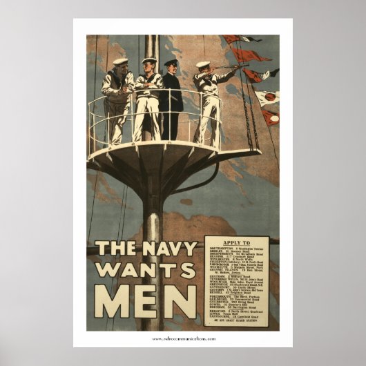 De marine wil Mannen Poster (Voorkant)