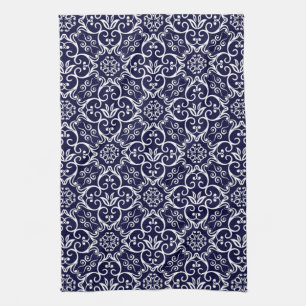 De marineblauwe & Witte Handdoek van de Keuken van