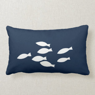 De marineblauwe Zeevaart Witte Vissen van het Kussen