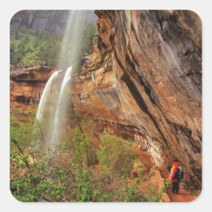 De marinepools volgen in Zion National Vierkante Sticker