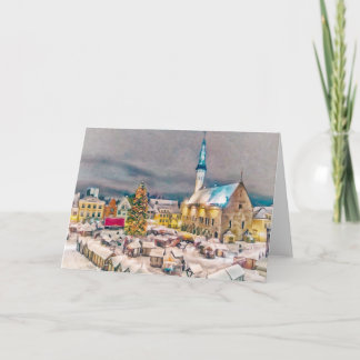 De Markt van Kerstmis van Tallinn Estland Feestdagen Kaart