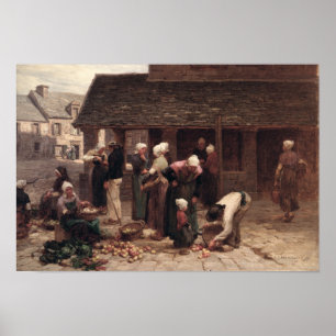 De marktplaats van Ploudalmezeau Poster