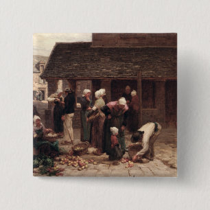 De marktplaats van Ploudalmezeau Vierkante Button 5,1 Cm