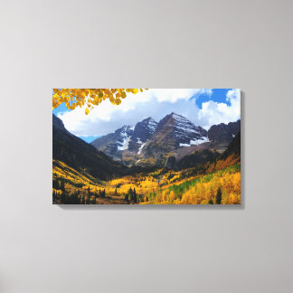 De maroon Bells in het herfst van Gold Canvas Afdruk