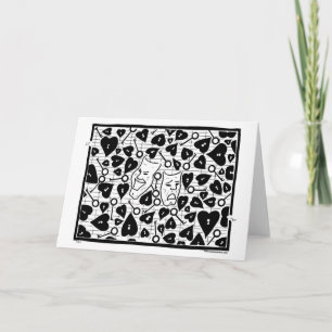 De maskers van het drama, harten, sleutels, een kaart