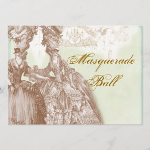 De Masquerade Ball, blauwgroen en goud Kaart