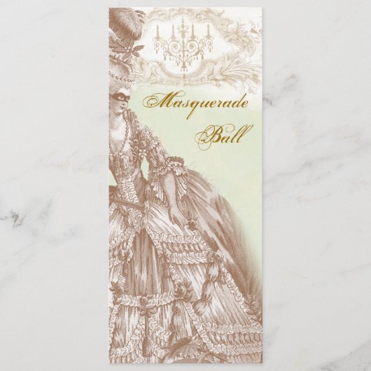 De Masquerade Ball, Menu blauwgroen en goud (Voorkant)