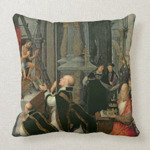De massa van St. Gregory (olie op doek) Kussen