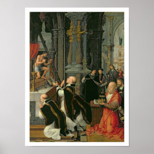 De massa van St. Gregory (olie op doek) Poster