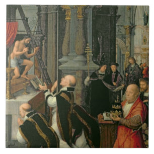 De massa van St. Gregory (olie op doek) Tegeltje