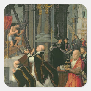 De massa van St. Gregory (olie op doek) Vierkante Sticker
