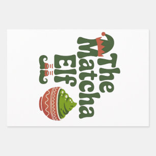 De Matcha Elf Grappige Kerst Matcha Drank Liefhebb Inpakpapier Vel