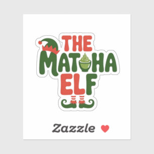 De Matcha Elf Grappige Kerst Matcha Drank Sticker