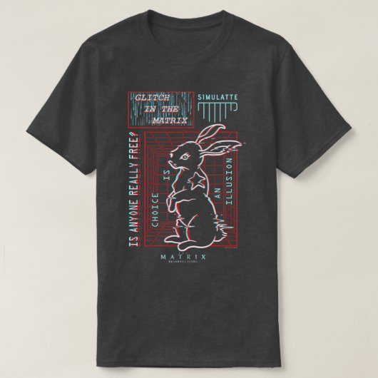 De Matrix White Rabbit Glitch T-shirt (Design voorkant)