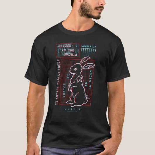 De Matrix White Rabbit Glitch T-shirt (Voorkant)