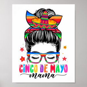 De Mayo Mama Messy Bun Haar Mexicaanse Moeders Da Poster