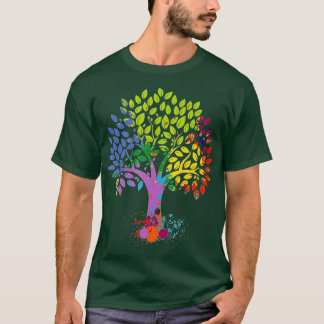 De meerkleurige boom van het leven die kleuren ver t-shirt