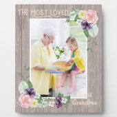 De meest geliefde grootmoeder Rustic Waterverf Flo Fotoplaat (Voorkant)