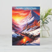 De meest geweldige zonsondergang boven de berg feestdagenkaart (Staand voorkant)