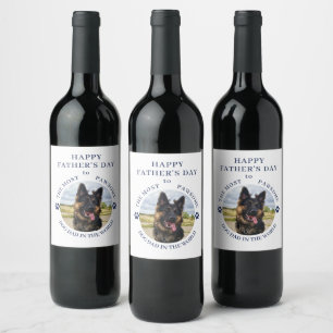 De meest pawsome hond papa foto wit wijn etiket
