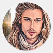 De meest prominente man in het dorp ronde sticker (Voorkant)