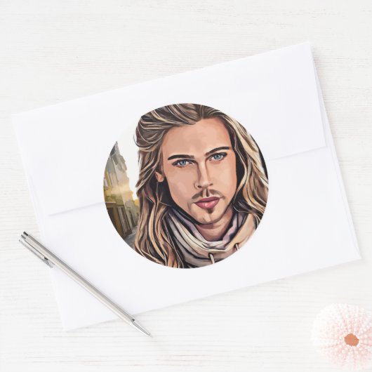 De meest prominente man in het dorp ronde sticker (Envelop)