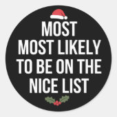 De meest waarschijnlijke kerstman op de lijst van  ronde sticker (Voorkant)