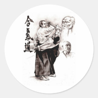 De meester van een aikido - gebruik van energie va ronde sticker