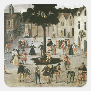 De mei-boom vierkante sticker