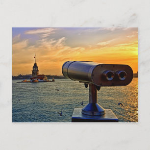 De meisjestoren in Istanbul, Turkije. Briefkaart