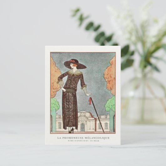 De Melancholy Walker van George Barbier Briefkaart (Staand voorkant)