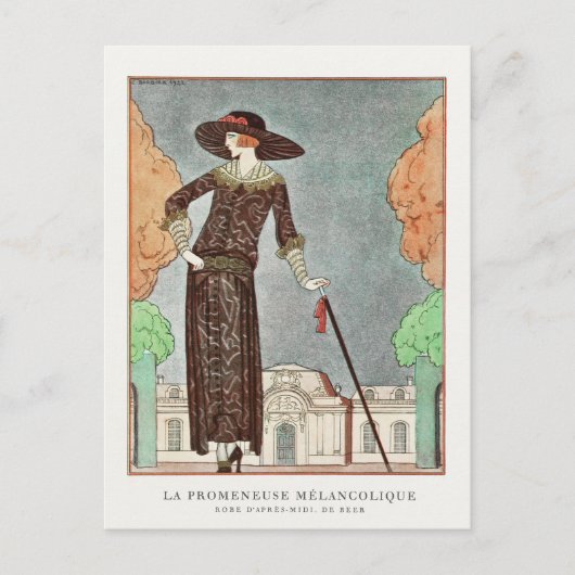 De Melancholy Walker van George Barbier Briefkaart (Voorkant)