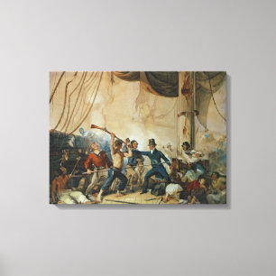 De Melee aan boord van de Chesapeake, 1813 Canvas Afdruk