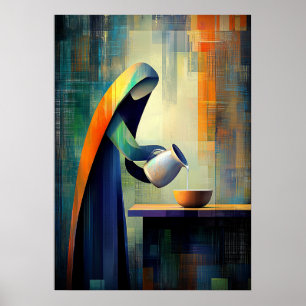 De Melkmeid - Kubistisch geïnspireerd door Vermeer Poster
